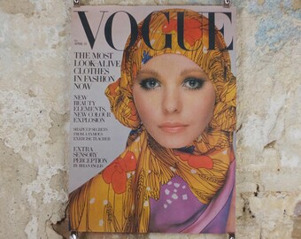 1969 Vogue Magazine Cover Poster, Maudie James, April 15, 1969, British Vogue, Barry Lategan, fashion Advertising wall art decor