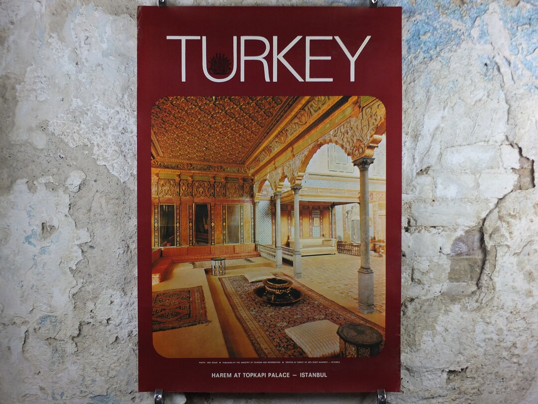 1960s Istanbul Turkey Travel Poster, Harem at Topkapi Palace, Original ...