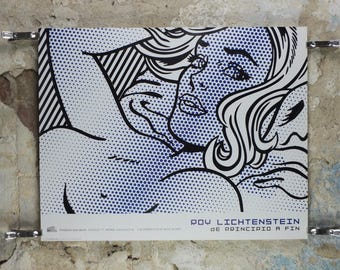 1996 Roy Lichtenstein Poster, "Seductive Girl" 1996, reclining girl with smouldering eyes adjusting her hair, Pop Art Gallery wall art decor