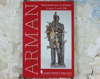 1998 Arman Poster, Variations sur un Lénine, Lenin, Hammer and Sickle, destruction/recomposition, gallery exhibition, wall art decor