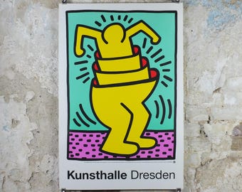 1989 Keith Haring Poster, Cup Man 1989, Untitled 1989, Kunsthalle Dresden, Pop Art, Street, wall art decor