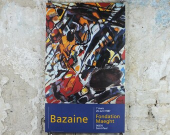 1987 Jean Bazaine Poster, Midi, Arbres, Rochers, Fondation Maeght, Paris, France, Abstract Impressionism, gallery exhibition, wall art decor