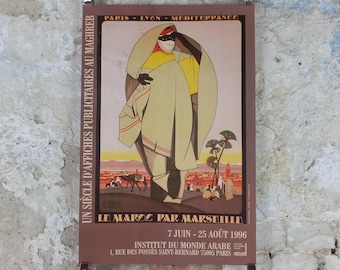 1996 Jacques Majorelle Poster, Le Maroc par Marseille 1929, Morocco through Marseille, École de Nancy, French painter, wall art decor