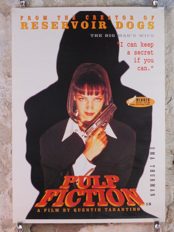 1994 Pulp Fiction Movie Poster, Uma Thurman as Mia Wallace the Big
