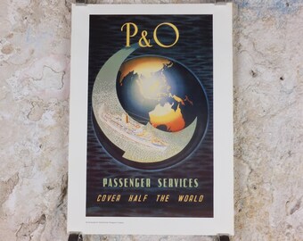 1980s P&O Travel Poster, Moments from the Peninsular and Oriental Steam Navigation Company Poster Collection, travel tourism, wall art decor