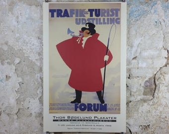 1995 Thor Bogelund Poster, Red-coated Bugler, Travel, Trafik og Turist Unstilling Forum 1938,  gallery exhibition wall art decor