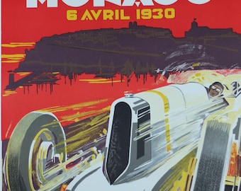 1930年モナコグランプリポスター、ロバート・ファルクッチ作、1985年