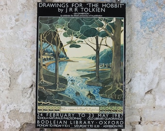 1987 Tolkien Exhibition Poster, The Hobbit, J.R.R. Tolkien, Bodleian Library, Oxford, Middle Earth, fantasy fiction wall art decor