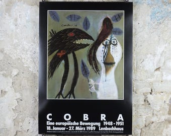 1989 Constant Poster, Woman Who Injured a Bird with a Dead Leaf 1949, Cobra Group, Reflex Movement, artist gallery exhibition wall art decor