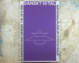 1981 Danish 1950s Design Poster, Paul Henningsen, Scandanavian Modernist, Nationalmuseum Stockholm, wall art decor