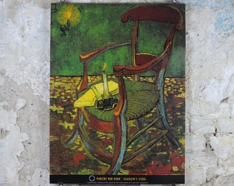1980s Vincent Van Gogh Poster, Gaugin's Stool 1888, Van Gogh Museum Amsterdam, Post-Impressionism gallery exhibition, wall art decor