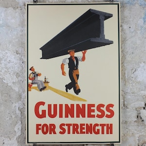 Affiche vintage Guinness, Guinness for Strength, du musée Guinness, 1934 Campagne publicitaire Art mural par Gilroy rétro des années 1990