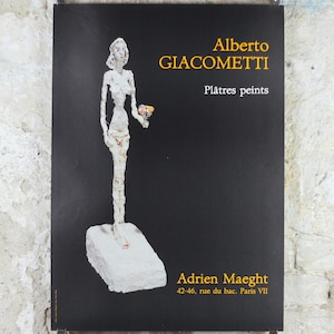 Cartel de Alberto Giacometti de 1984, Mujer de pie con ramo de flores, Adrien Maeght, modernismo, exposición en galería, decoración de pared