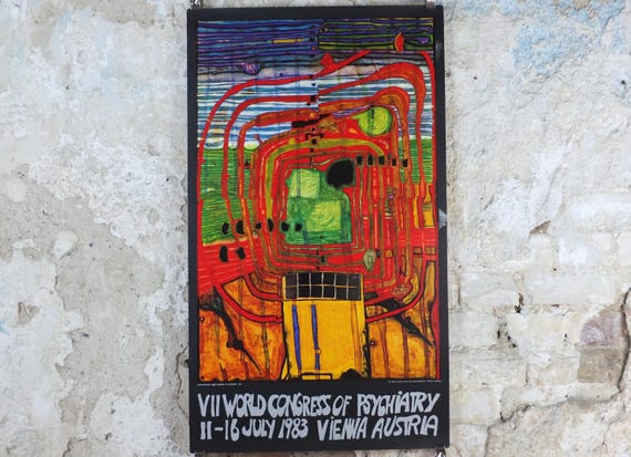 1984 Friedensreich Hundertwasser Poster, Hommage Au Tachisme, 1983