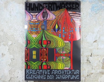1992 Friedensreich Hundertwasser Poster, Creative Architecture in Harmony with Nature, Kreative Architektur Gleichnis der Schöpfung wall art