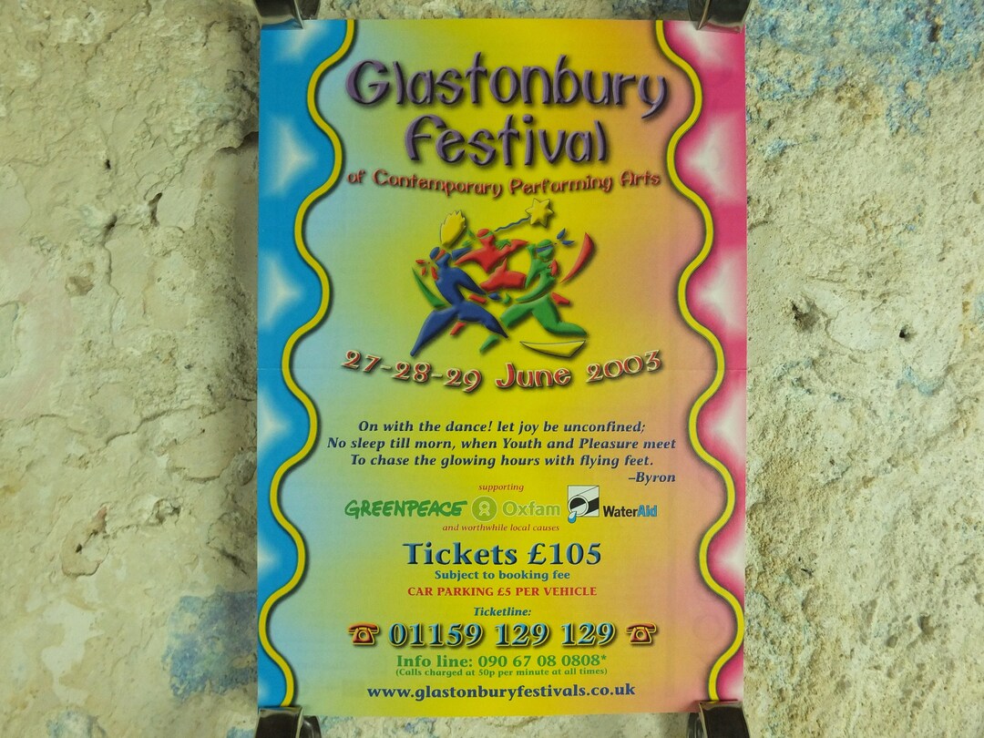 Original Vintage Glastonbury Festival 2003 Poster Greenpeace REM