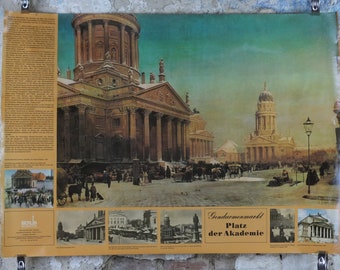 1980s East Berlin Poster, DDR, Gendarmenmarkt, Platz der Akademie, Gaertner 1857, travel tourism holiday vacation wall art decor