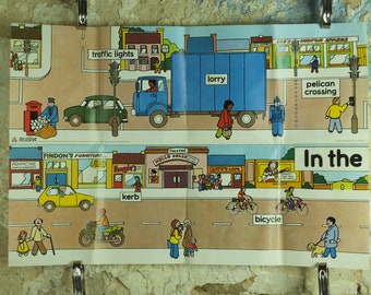 Vintage Street Traffic Safety Poster, Royal Society of the Protection from Accidents RoSPA, early years wall art 1970s