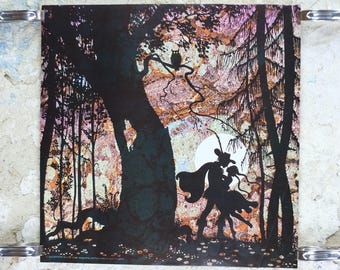 1970s Jan Pieńkowski Poster, The Fairy Tales, Forest, The Kiss, Gallery Five Q84 KE, Silhouettes, wall art decor