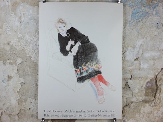1980 David Hockney Celia,Paris ビンテージポスター David Hockney, Tate Modern Exhibition Poster of Celia in a