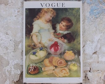 1975 Vogue Magazine Poster, by Conde Nast, Thought for Food, by Tessa Traeger Dryden, art deco nouveau, fashion Advertising, wall art decor