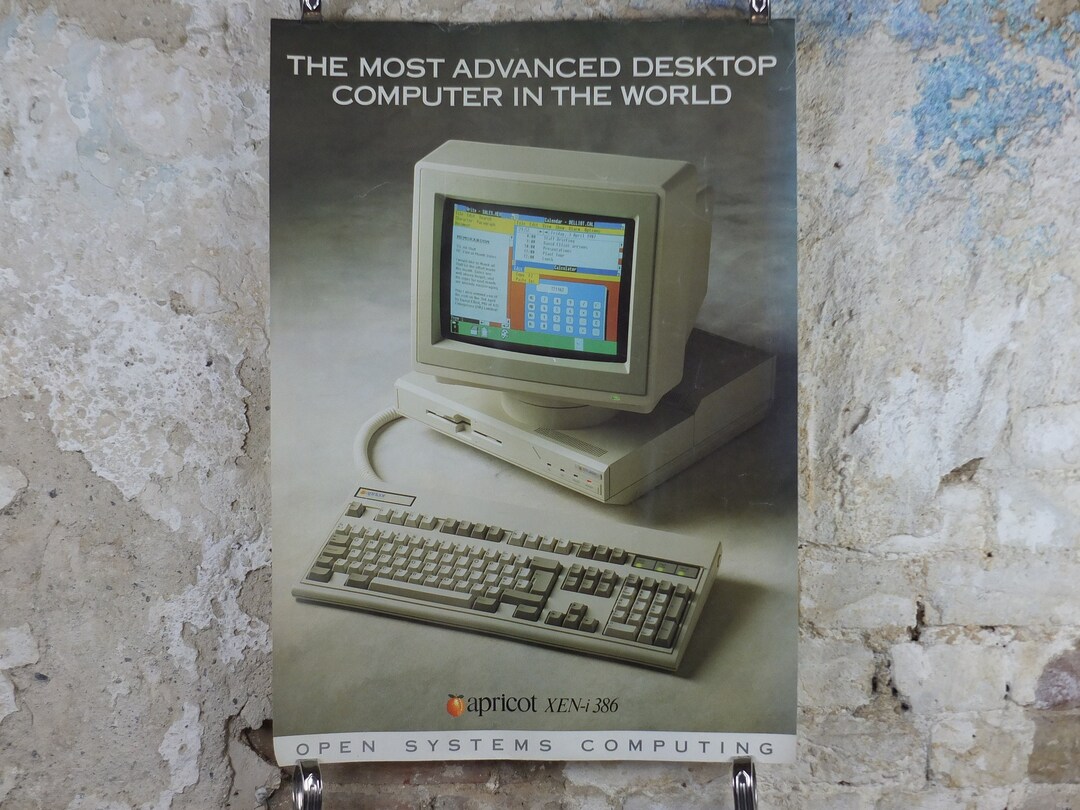1986 Apricot Xeni 386 Poster, the First IBM Compatible Computer With 5