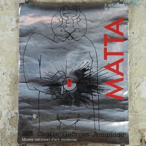 Manifesto di Roberto Matta del 1985, carta argentata spessa, Centre Georges Pompidou, Surrealismo Espressionismo astratto, decorazione murale della mostra in galleria