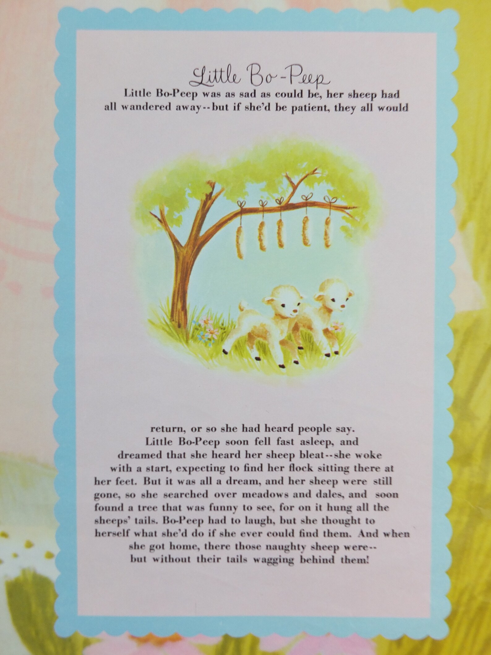 1970s Little Bo Peep Nursery Poster, Vintage Nursery Rhyme, From ...