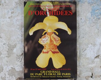 1983 Orchids Poster, Mairie de Paris Flower Show, Parc Floral de Paris, Garden botanical flora plants blooms, wall art decor