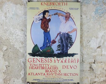1978 Genesis Knebworth Park Concert Poster, A midsummer nights dream, Signed by Freddy Bannister, 1999 reprint, Psychedelic music, wall art