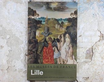 1962 Dirk Bouts Poster, Le Chemin du Ciel, The Way to Heaven, Christian Religion classical Palias des Beaux Arts, Lille, wall art decor