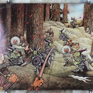 1970s Forest Reckoning Poster, GA35 epic adventure quest art by Rodney Matthews, Big O Posters, fantasy wall art decor