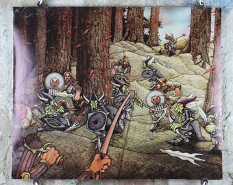 1970s Forest Reckoning Poster, GA35 epic adventure quest art by Rodney Matthews, Big O Posters, fantasy wall art decor