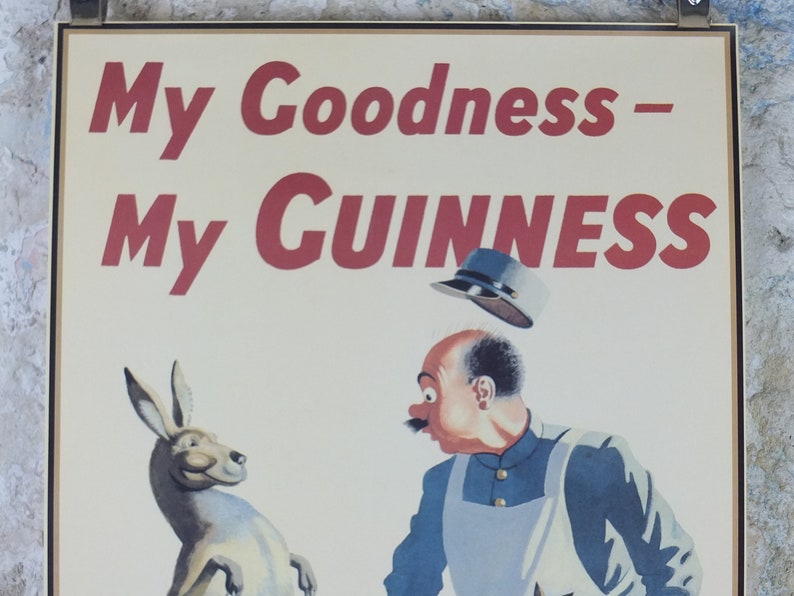 1990s My Goodness My Guinness Poster, from Guinness Museum, By John Gilroy 1942, kangaroo, joey and zookeeper, Wall art retro decor image 3