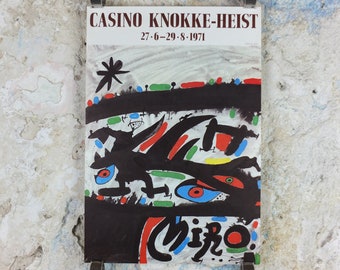 1971 Joan Miro Poster, Red and Black Eyes, Knokke Casino, Dada Surrealism, modern art, gallery exhibition, wall art decor