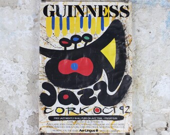 1992 Guinness Jazz Poster, jazz festival music, Cork, Ireland, Music wall art decor