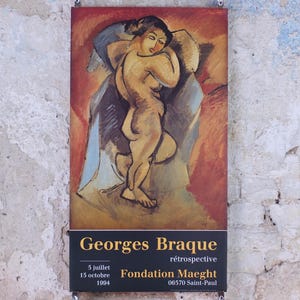 1994 Georges Braque Poster, Grand Nu, Nu deboute from 1908, Fondation Maeght, Cubism, Fauvism, artist gallery exhibition, wall art decor