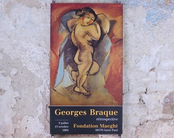 1994 Georges Braque Poster, Grand Nu, Nu deboute from 1908, Fondation Maeght, Cubism, Fauvism, artist gallery exhibition, wall art decor
