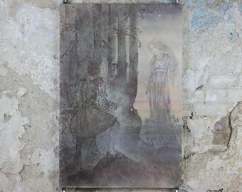 1977 The Lovers Poster, by Sulamith Wulfing, Evening Star, Verkerke, renaissance, fantasy fiction wall art decor