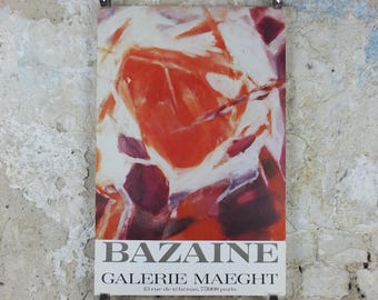 1975 Jean Bazaine Poster, Galerie Maeght, Paris, France, Modernism Abstract Impressionism, gallery exhibition, wall art decor
