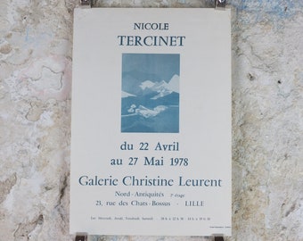 1978 Nicole Tercinet Poster, Mountain Landscapes, French painter, wall art decor