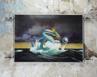 1982 Sea Dragon Poster, by Roger Dean, Asia, Reflex Posters, Yes, fantasy landscape, wall art decor