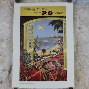 1980s P&O Travel Poster, Moments from the Peninsular and Oriental Steam Navigation Company Poster Collection, travel tourism, wall art decor