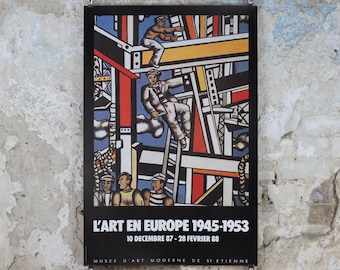 1987 Fernand Leger Poster, Art in Europe, Retrospective, Fondation Maeght, Cubism and Modernism, gallery exhibition, wall art decor