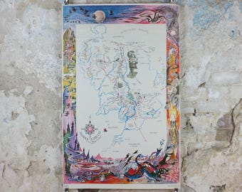 1969 Middle Earth Map Poster, by Barbara Remington BRem, J.R.R. Tolkien, Lord of the Rings, Ballantine Books, wall art decor