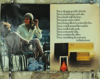 Vintage Trio No7 Perfume Poster, Boots Pharmacy, cosmetics luxury branding, reproduction wall art