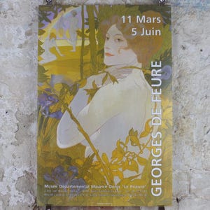 1995 ジョルジュ ド フィール ポスター、アイリスを持つ女性 1897、ラ ファム À l'Iris、アール ヌーボー、ポスト印象派の象徴主義、壁アートの装飾