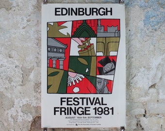1981 Edinburgh Festival Fringe Poster, Cultural Arts Festival, comedy, artwork by Lorna Hush wall art decor