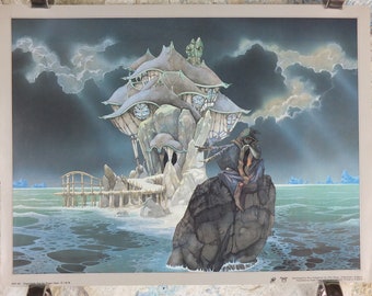 1976 Greenslade Sea Poster, by Roger Dean, From Paper Tiger and Dragon's World, RDF 06, fantasy wall art decor