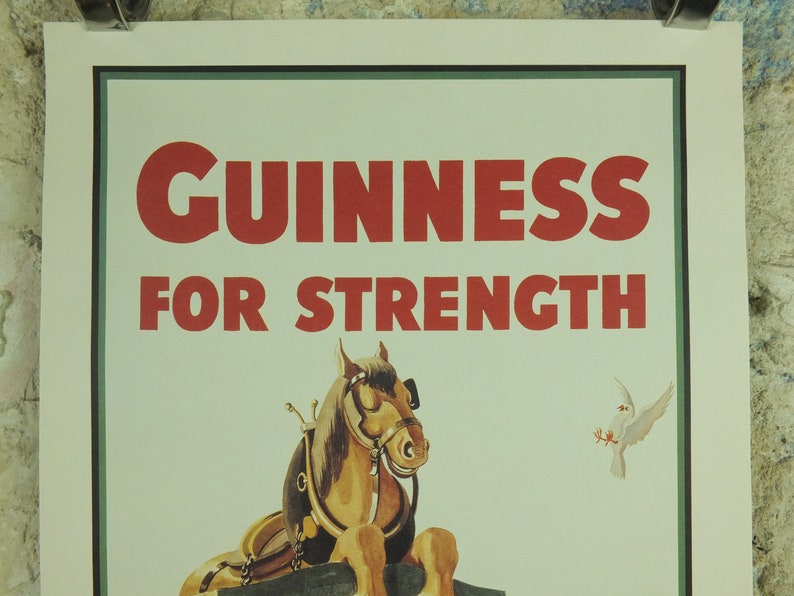Guinness For Strength Poster, by John Gilroy 1949, Gilroy's favourite poster, Advertising campaign Wall art retro 1990s image 3